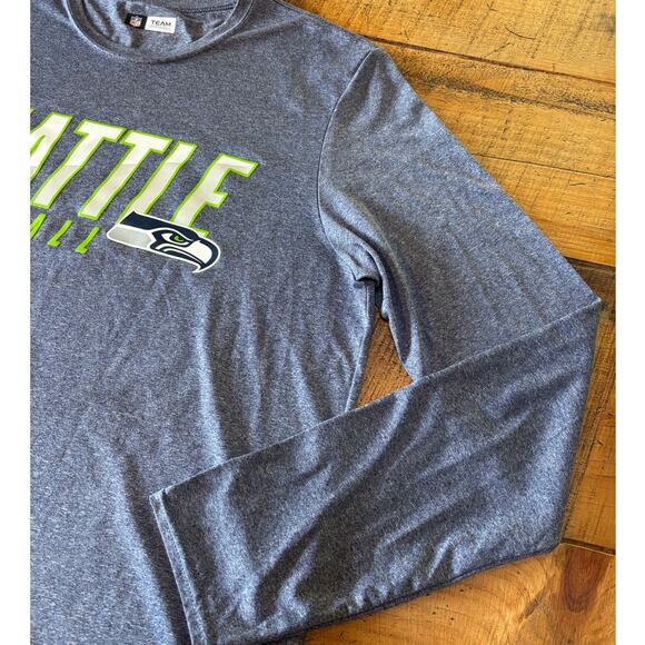 Seattle Seahawks Football NFL Gray Long Sleeve Athletic T-Shirt Size Large - Picture 2 of 7